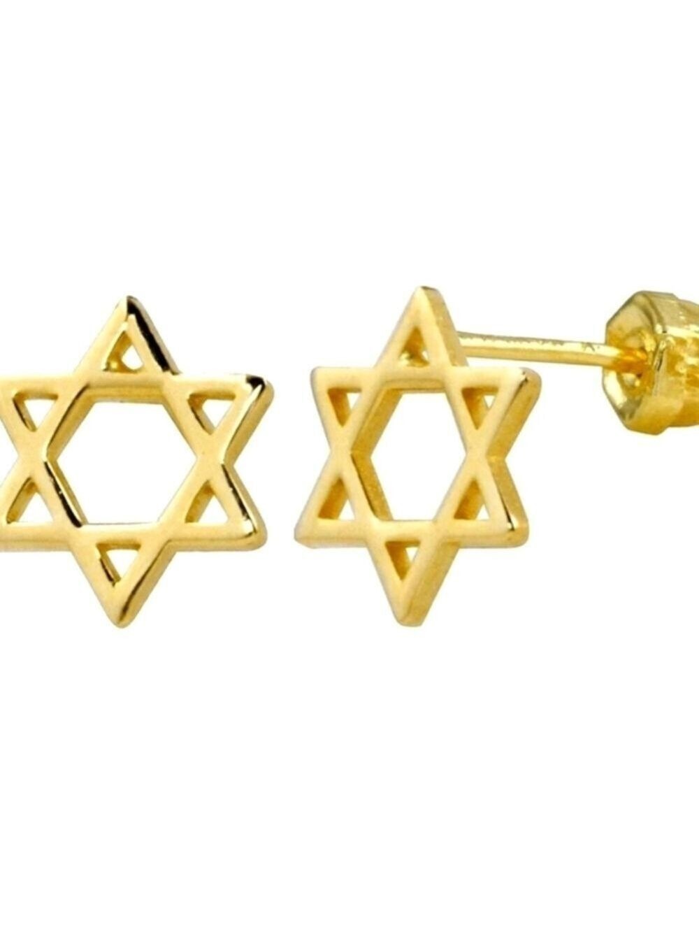 Gold Star of David Earrings